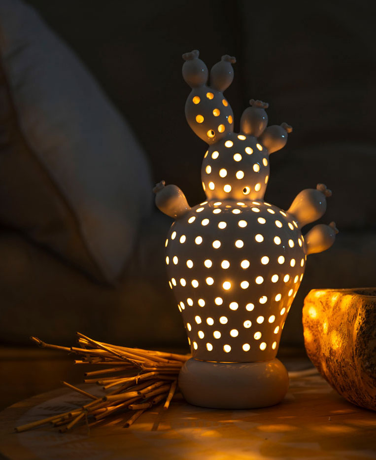 lampada di ceramica fico d'india articolo da regalo